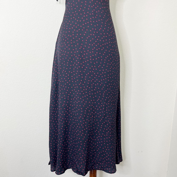 Reformation Talita Midi Dress Navy Blue and Red Tie Shoulders - Picture 6 of 15